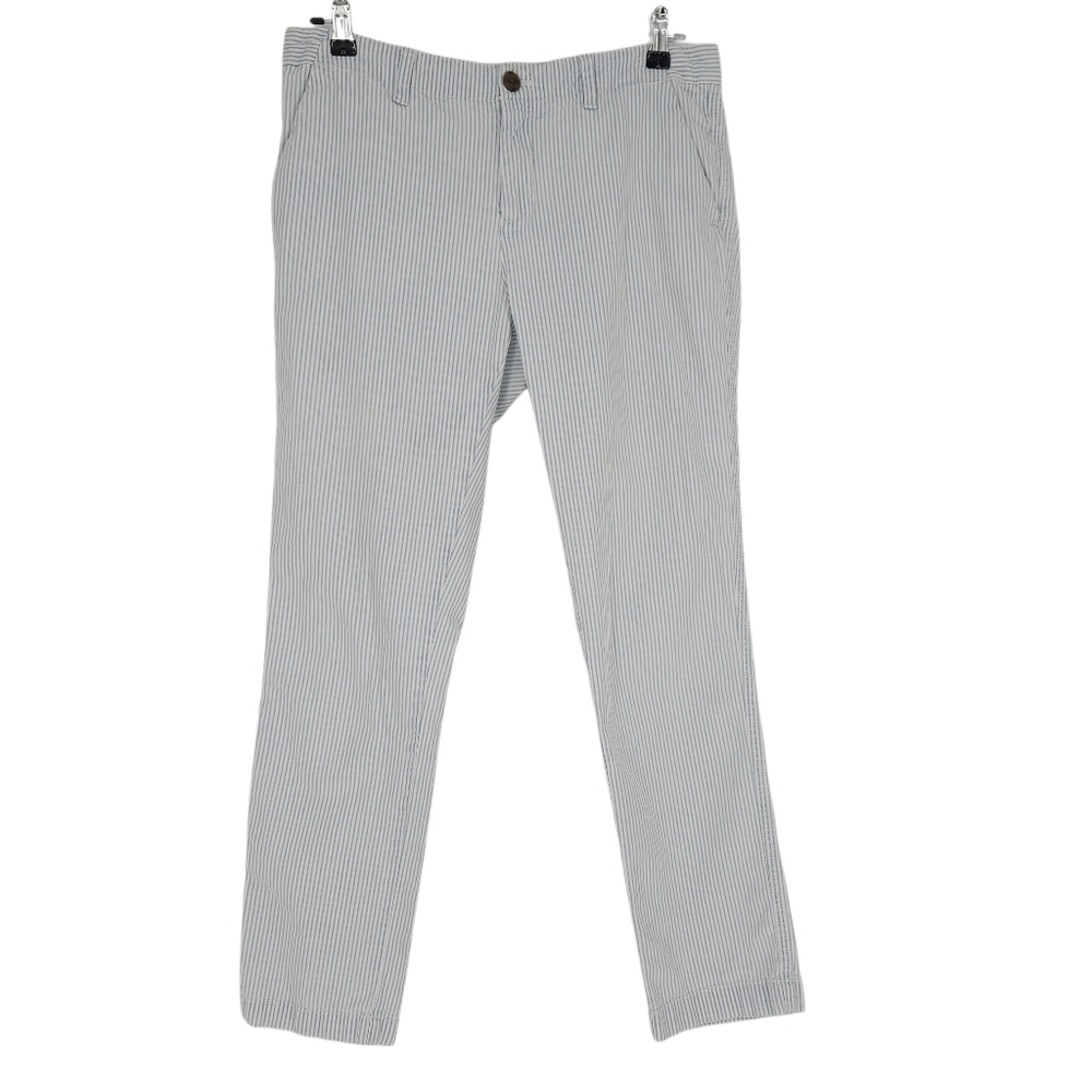 GAP Girlfriend Khaki Pants Blue Railroad Conductor Stripe Mid Rise 4